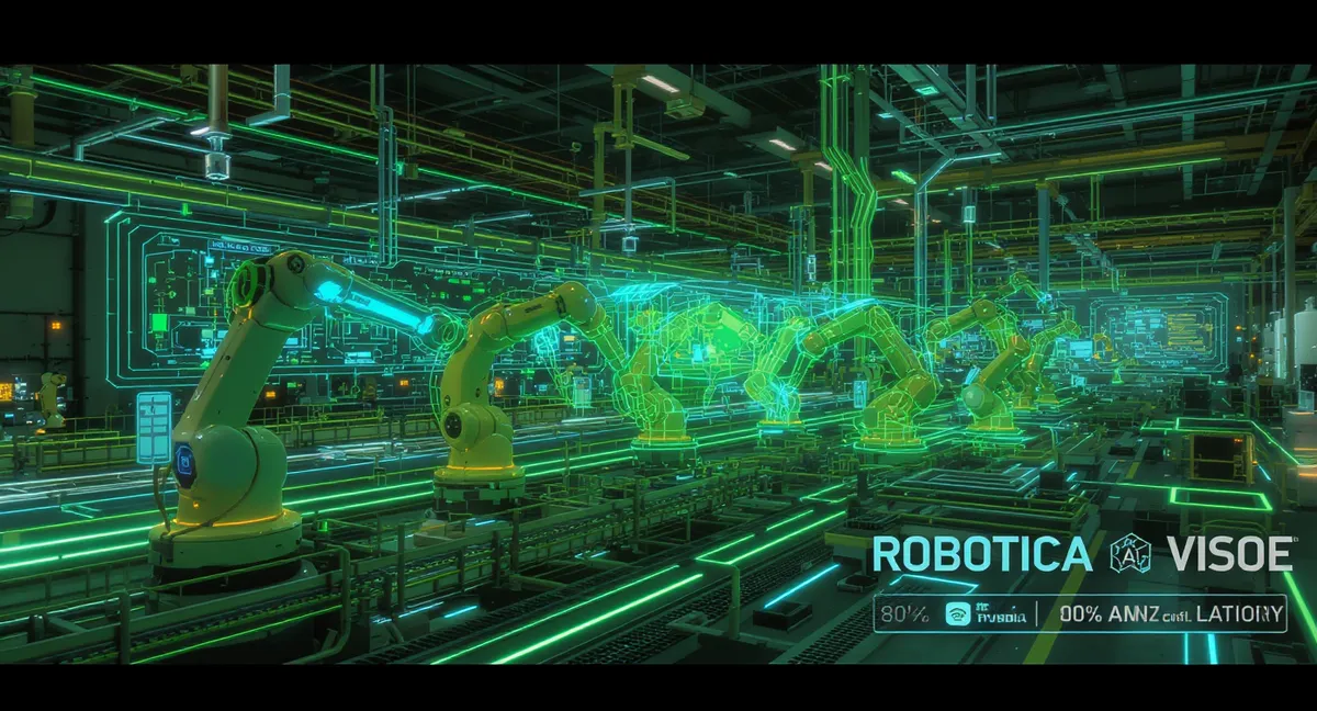 NVIDIA physical AI robotics visualization with industrial robots and AI vision systems