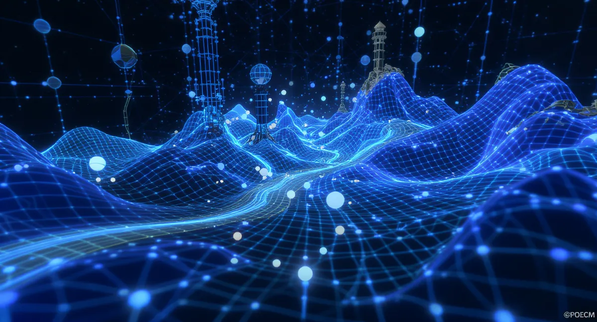 Compact efficient AI model visualization with glowing circuit patterns